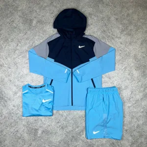 Nike Miler Trio Jacket Set - Obsidian/Aquarius Blue/Wolf Grey