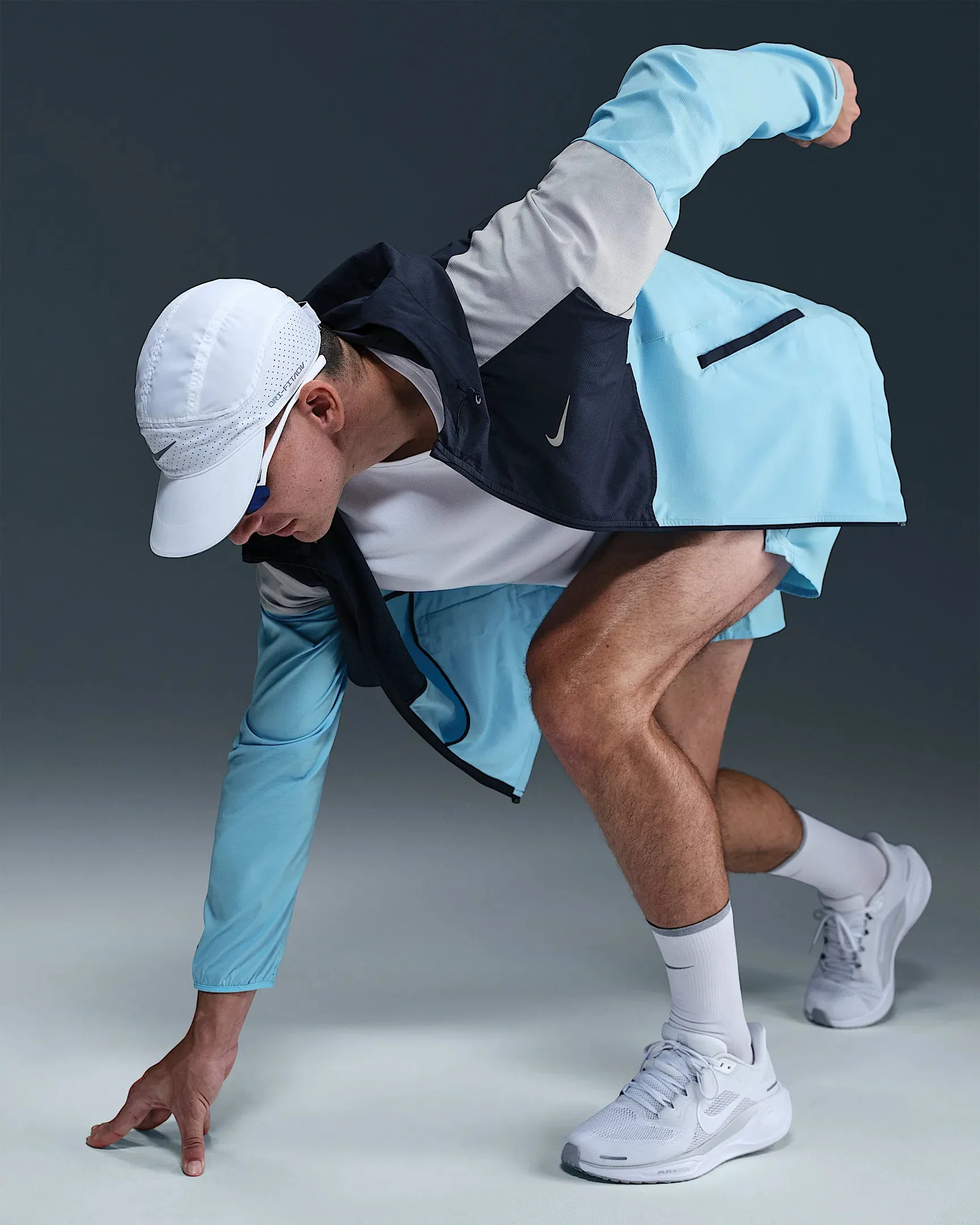 Nike Miler Trio Jacket Set - Obsidian/Aquarius Blue/Wolf Grey