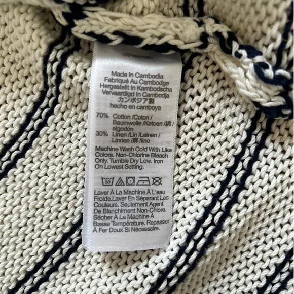 NWT Madewell Puff-Trim Sweater Vest in Stripe Bright Ivory Size Small S