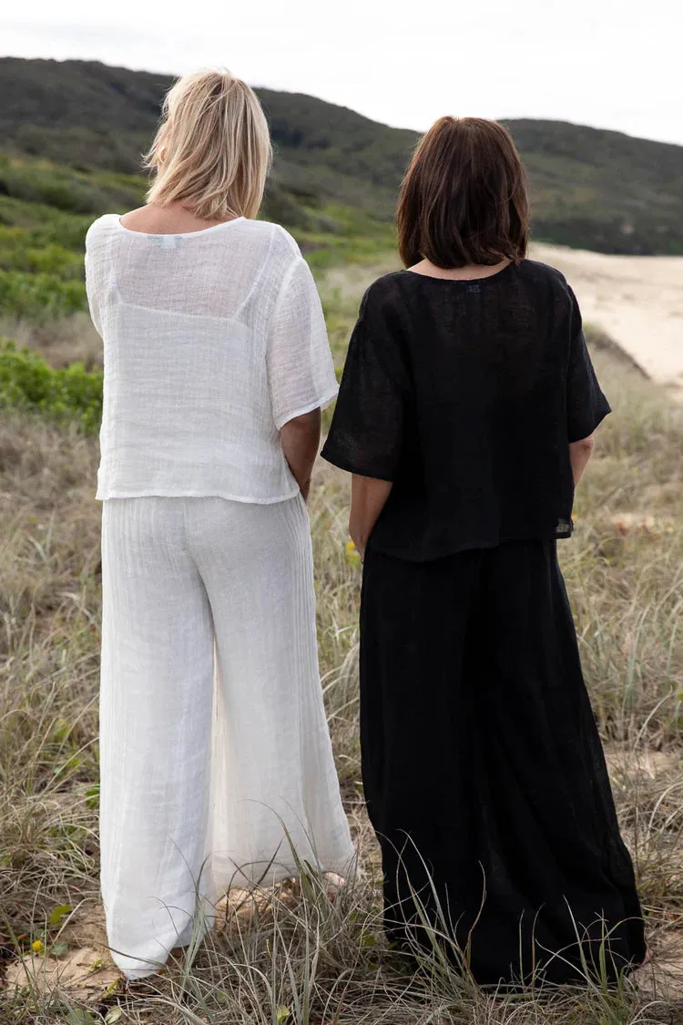 Olivia Linen Top Off White