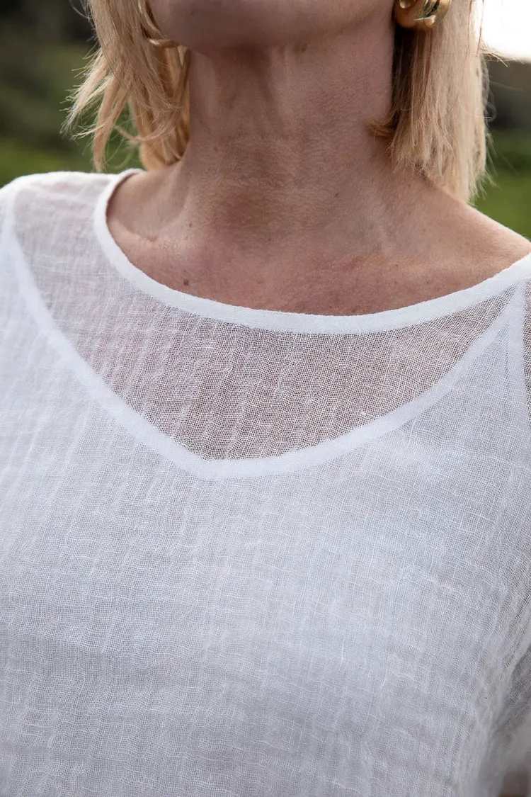 Olivia Linen Top Off White