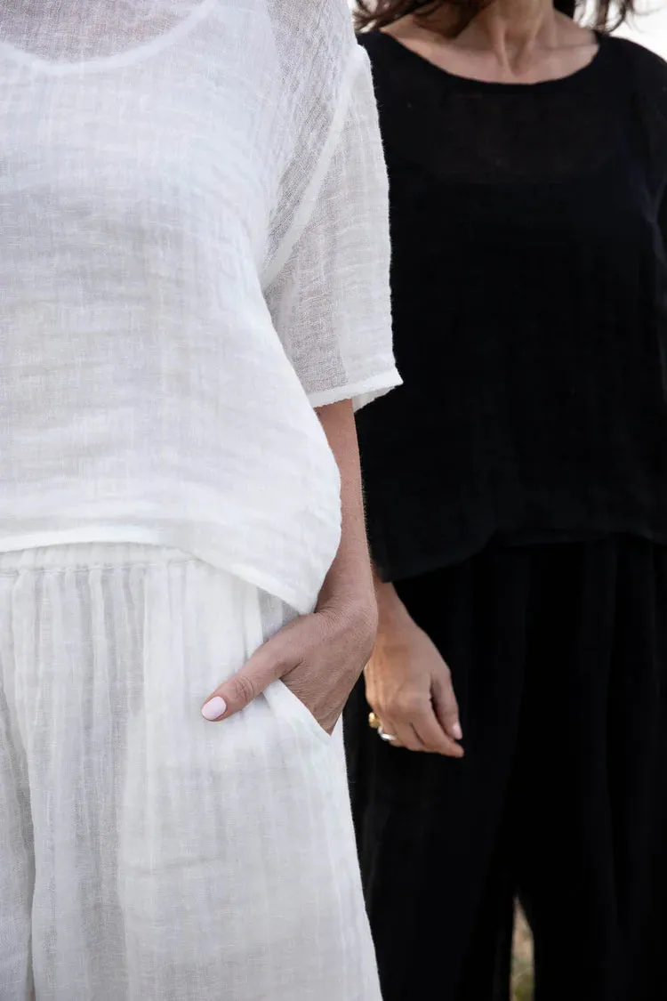 Olivia Linen Top Off White