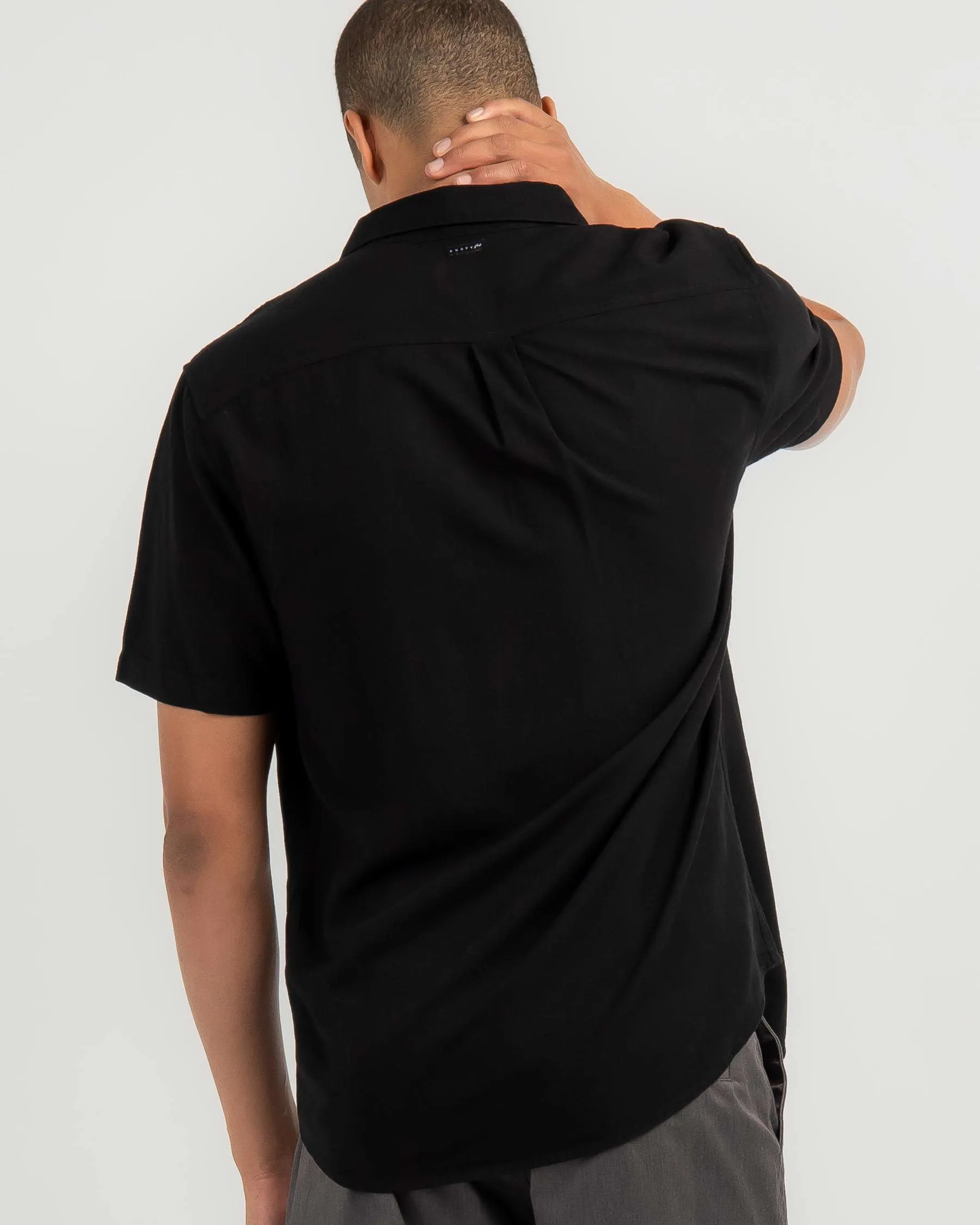Overtone S/S Linen Shirt Blk