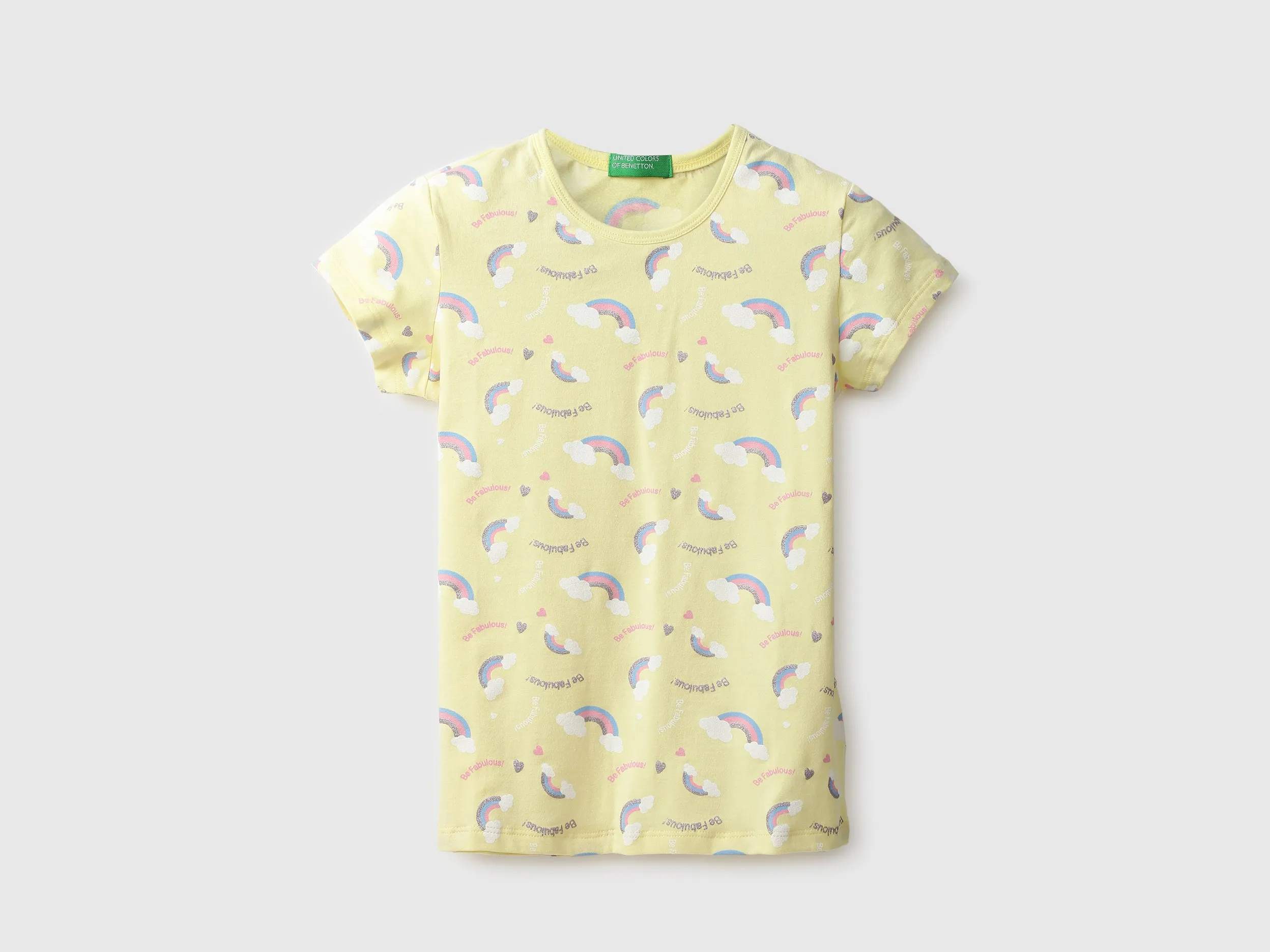 Pack of 2 Girls Printed & Solid Round Neck T-shirt