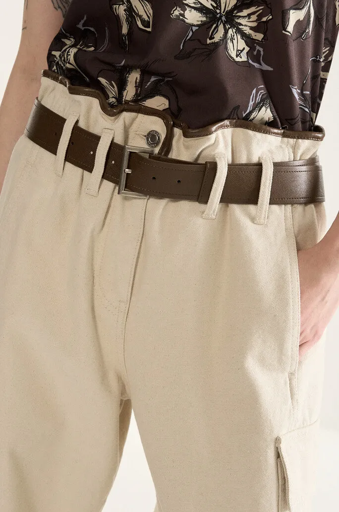 Patched Pocket Cargo Denim Pants