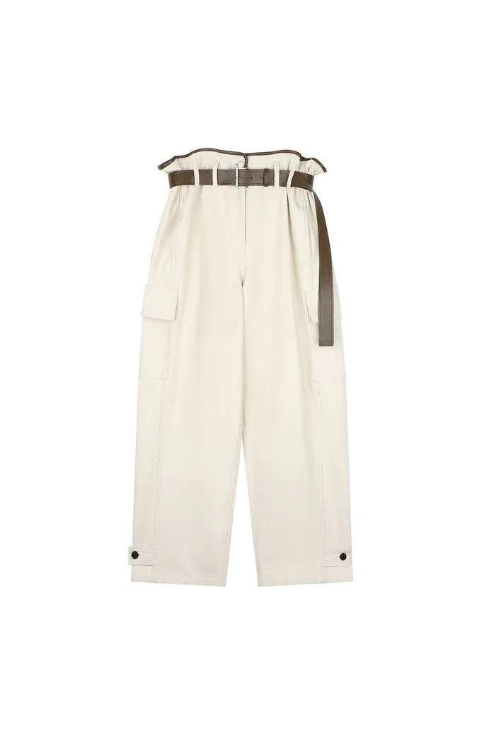 Patched Pocket Cargo Denim Pants