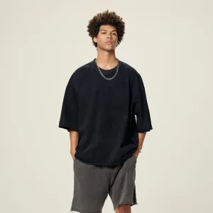 Patchwork Asymmetrical Hem T Shirt 260gsm