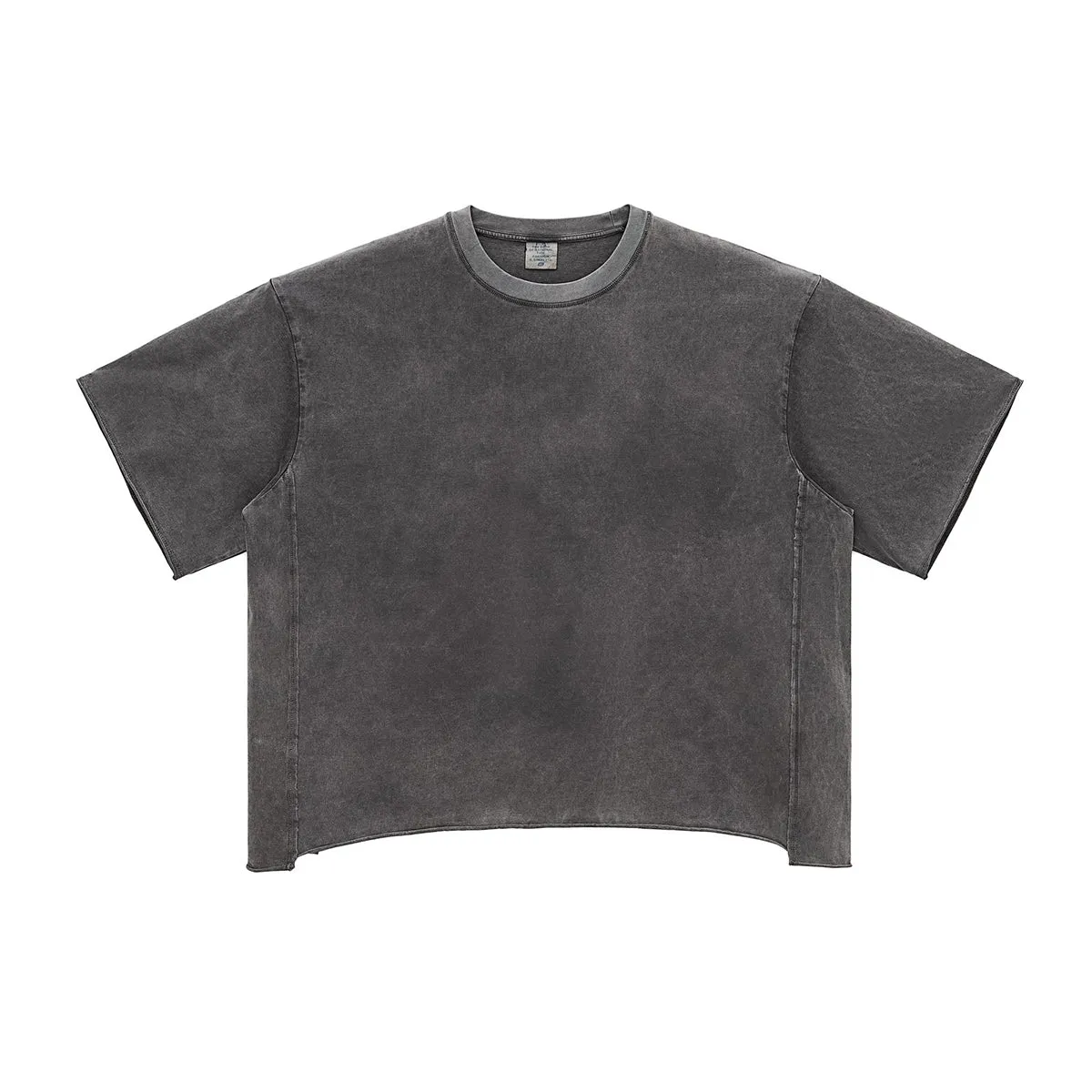 Patchwork Asymmetrical Hem T Shirt 260gsm