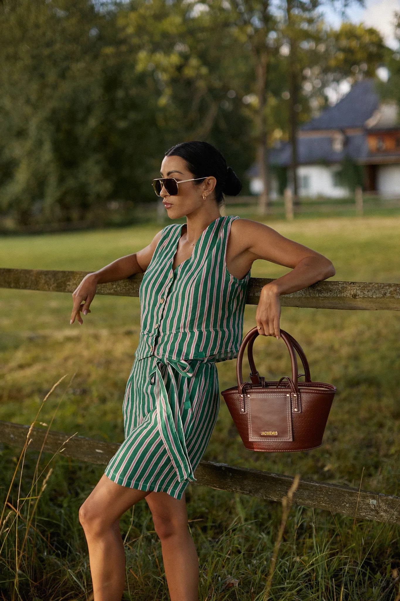 Peppermint linen shorts