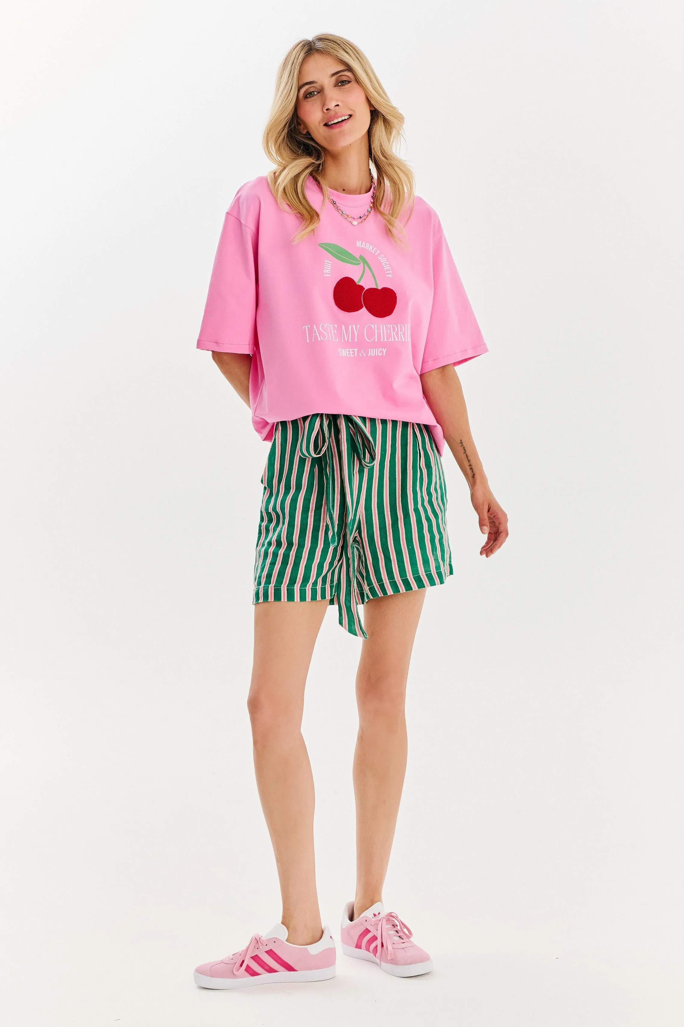 Peppermint linen shorts
