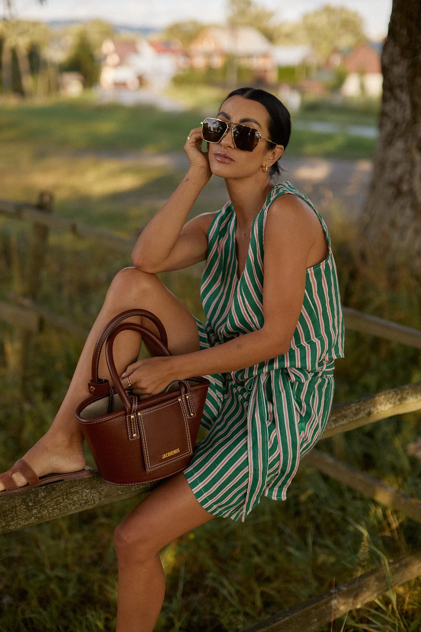 Peppermint linen shorts