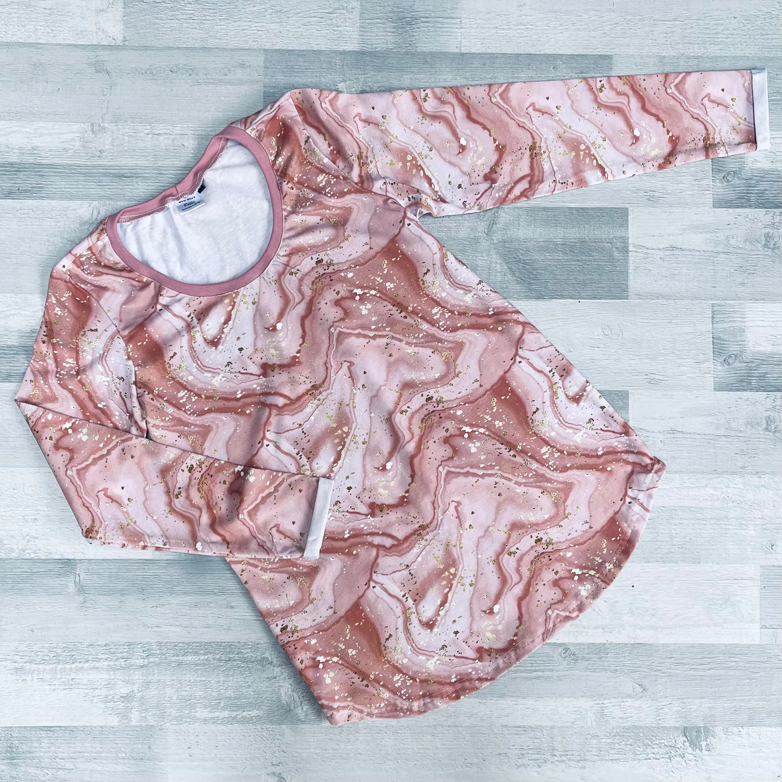 Pink & Gold Marble Long Sleeve Mama Tee