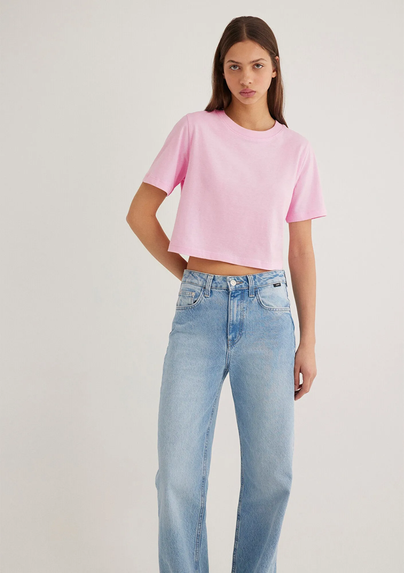 Pink Crop Basic T-shirt