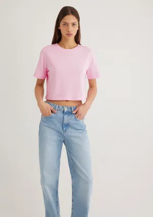 Pink Crop Basic T-shirt
