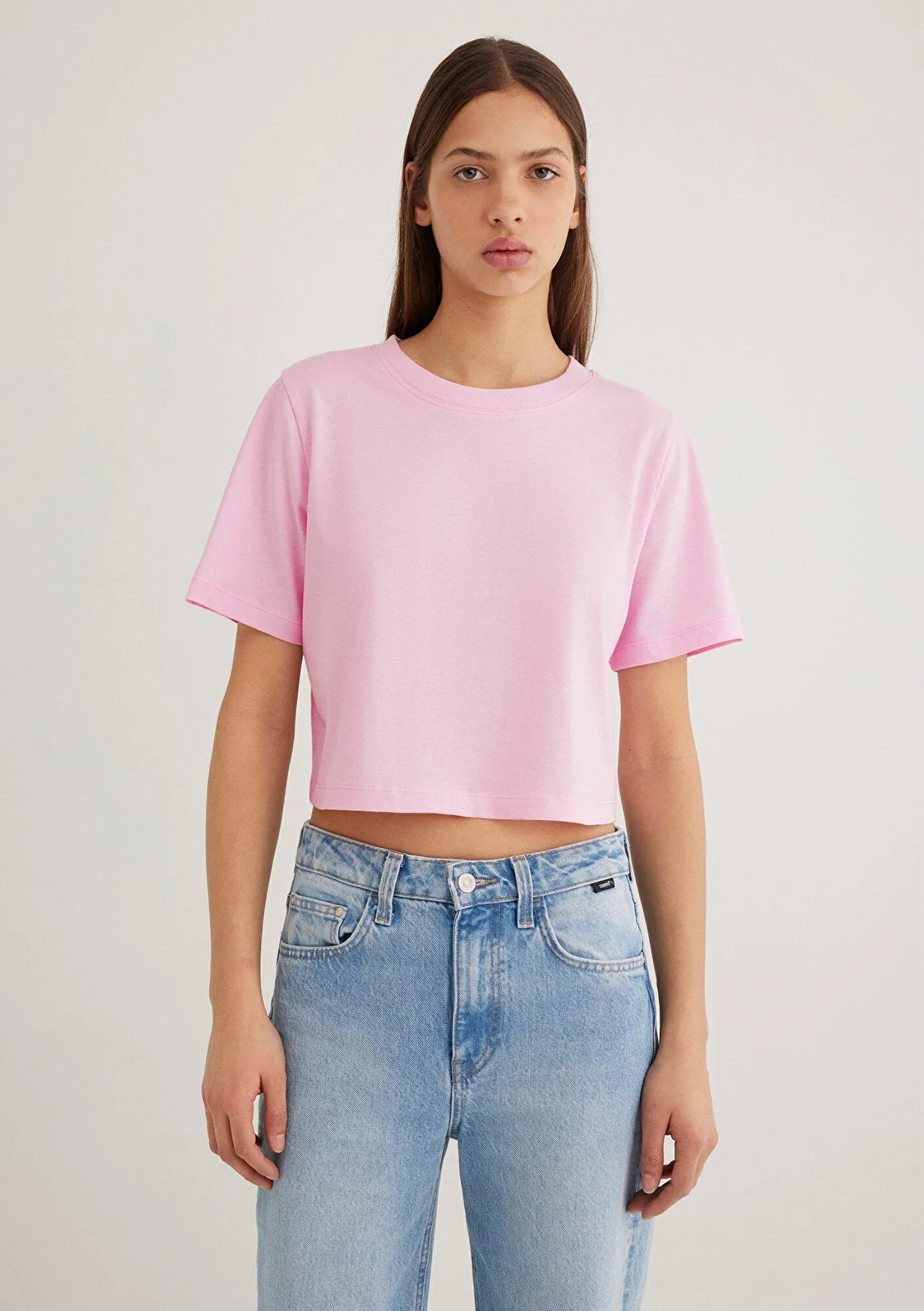 Pink Crop Basic T-shirt