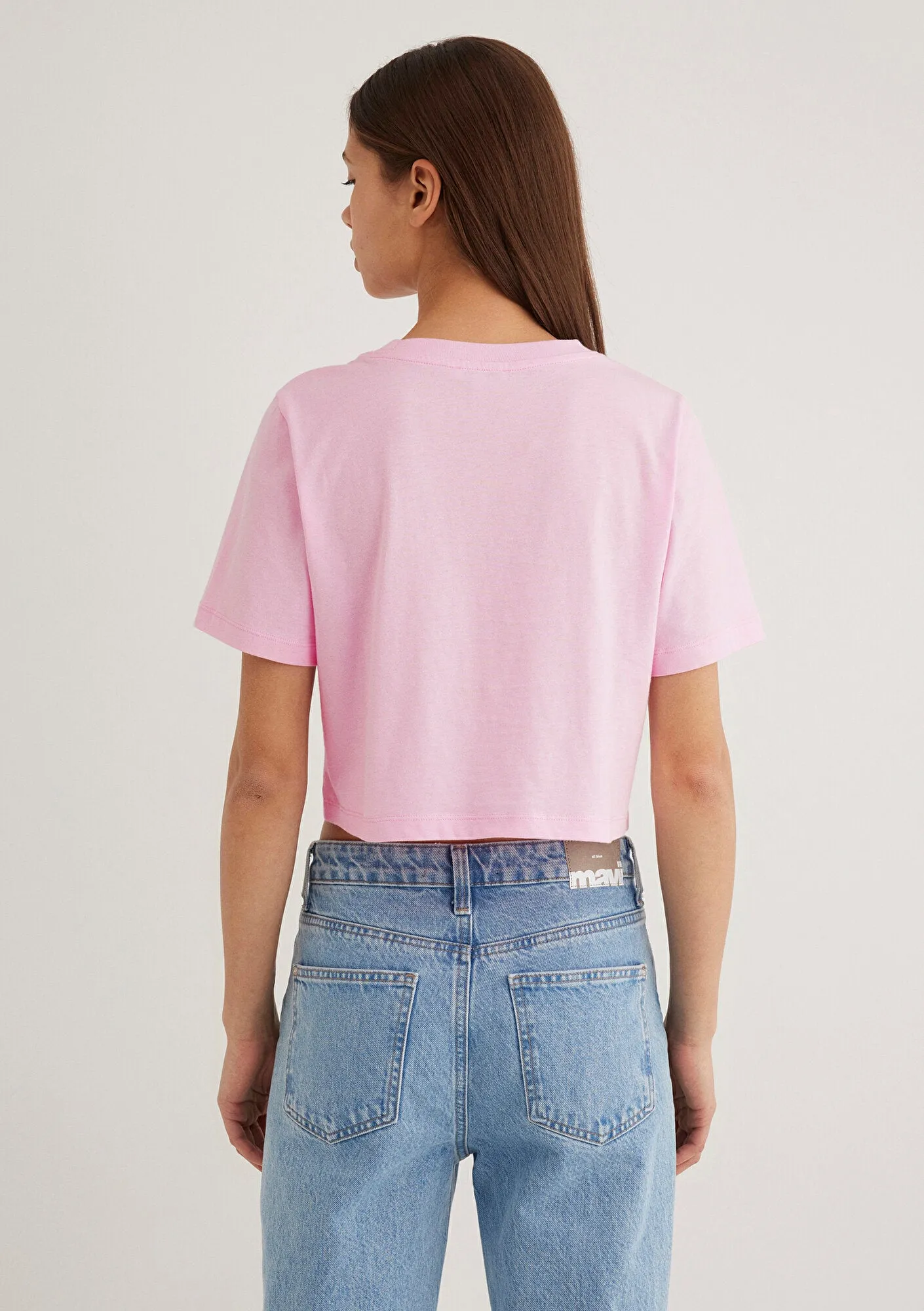 Pink Crop Basic T-shirt