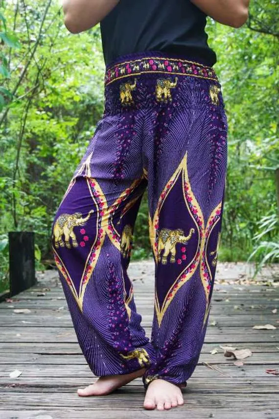 Purple and Gold Elephant Pants