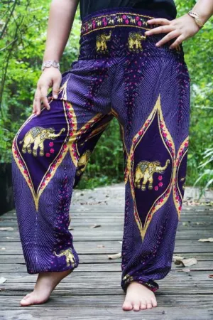 Purple and Gold Elephant Pants