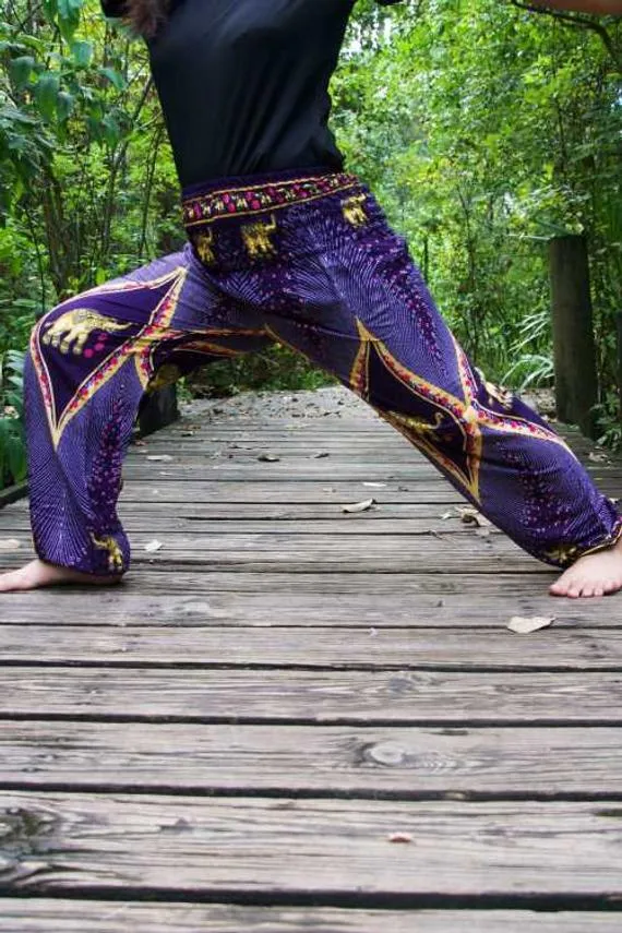 Purple and Gold Elephant Pants