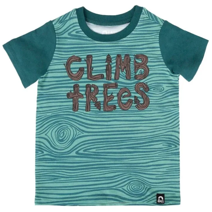 RAGS S/S Rounded Kids Tee - Climb Trees - Green