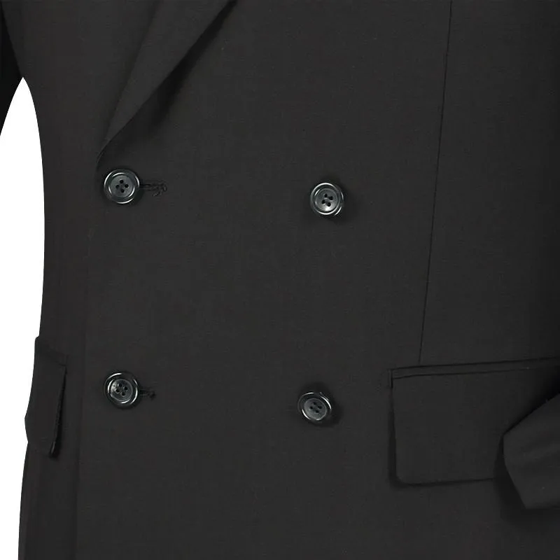 Regular Fit Double Breasted 2 Piece Suit (Black) DC900-1