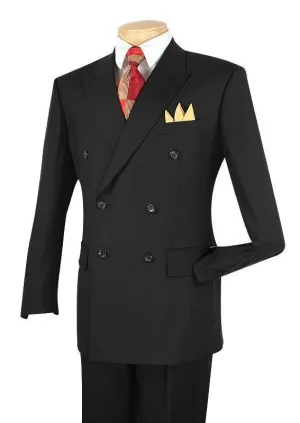 Regular Fit Double Breasted 2 Piece Suit (Black) DC900-1