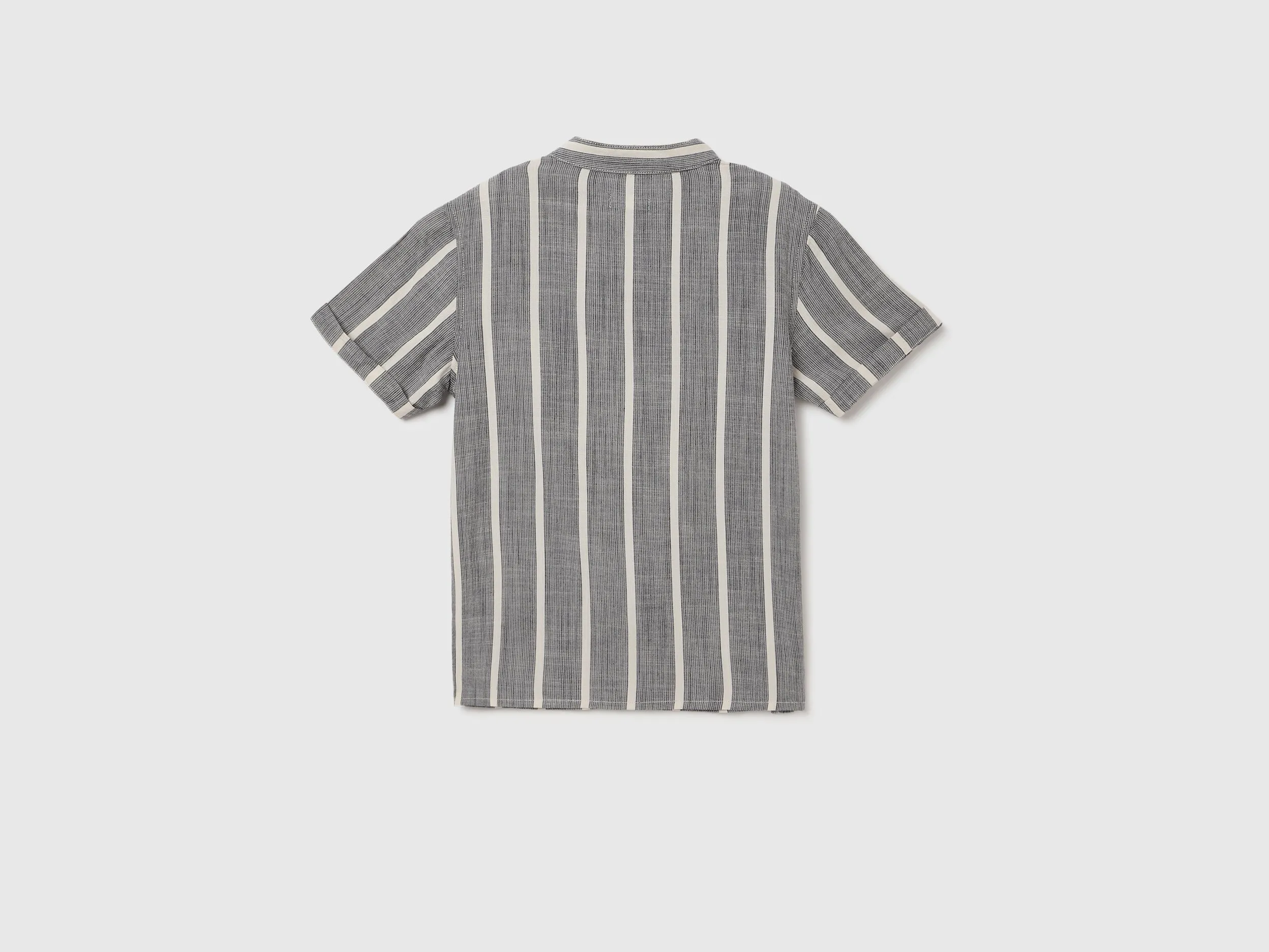Regular Fit Mandarin Collar Striped Shirt