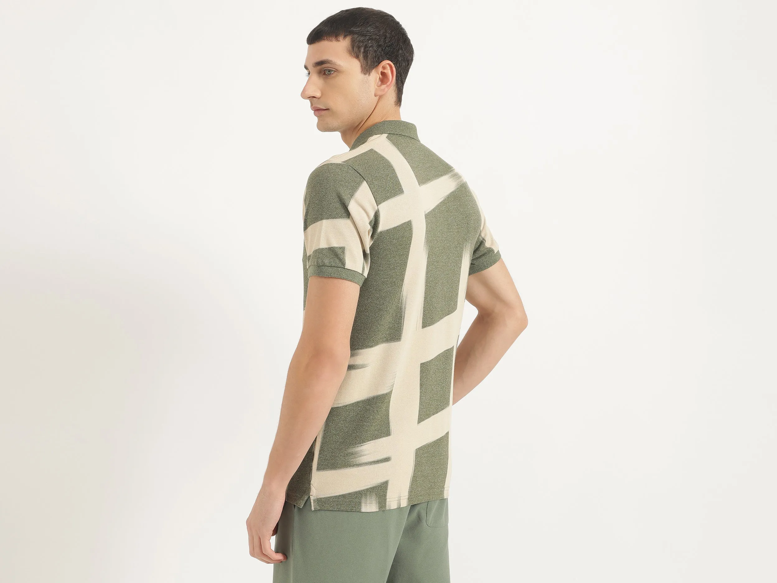 Regular Fit Polo Neck Printed Tshirt