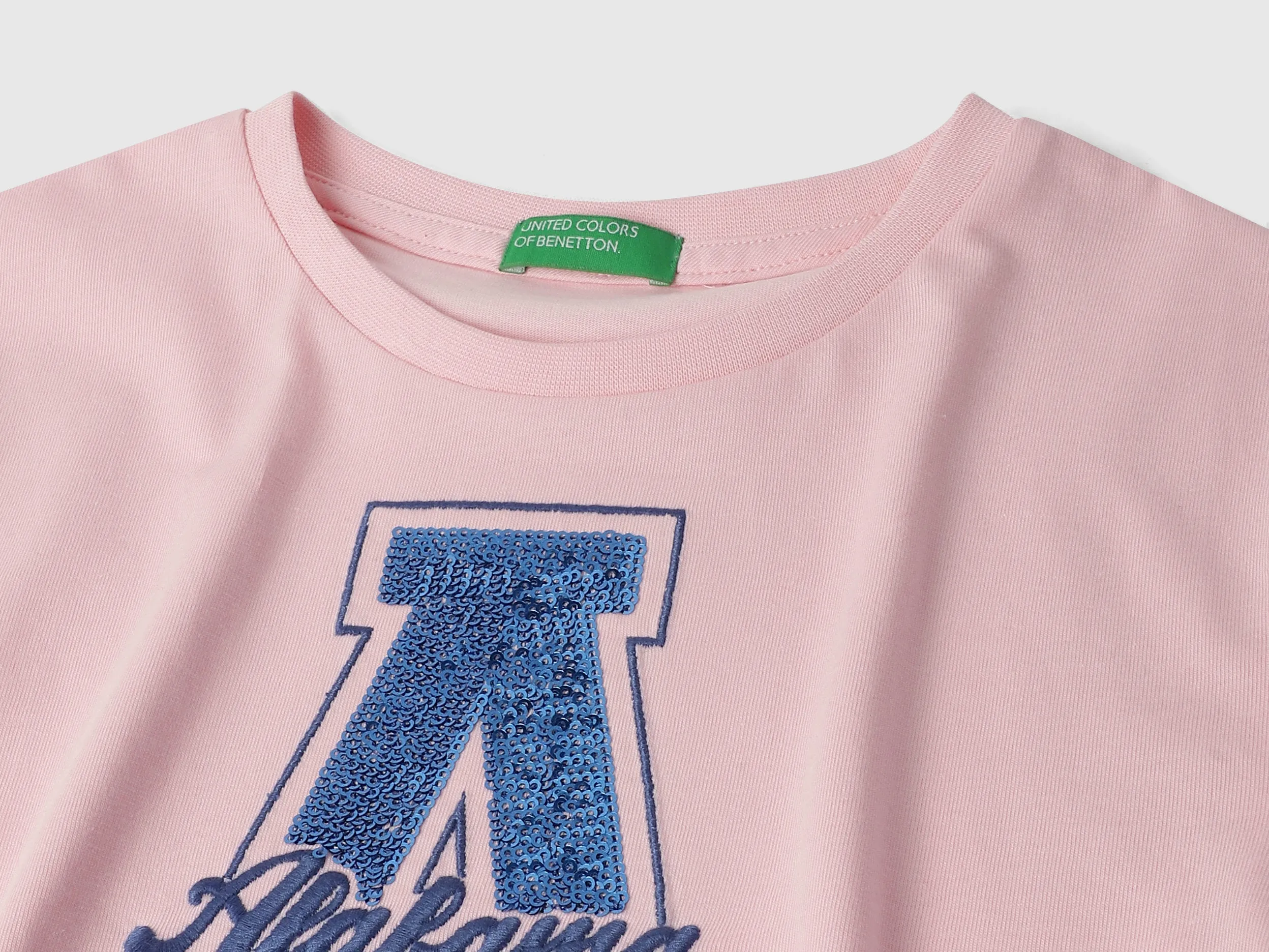 Regular Fit Round Neck Sequined Tshirt
