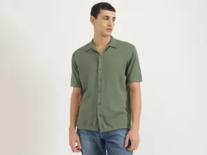 Regular Fit Spread Collar Solid Shirt