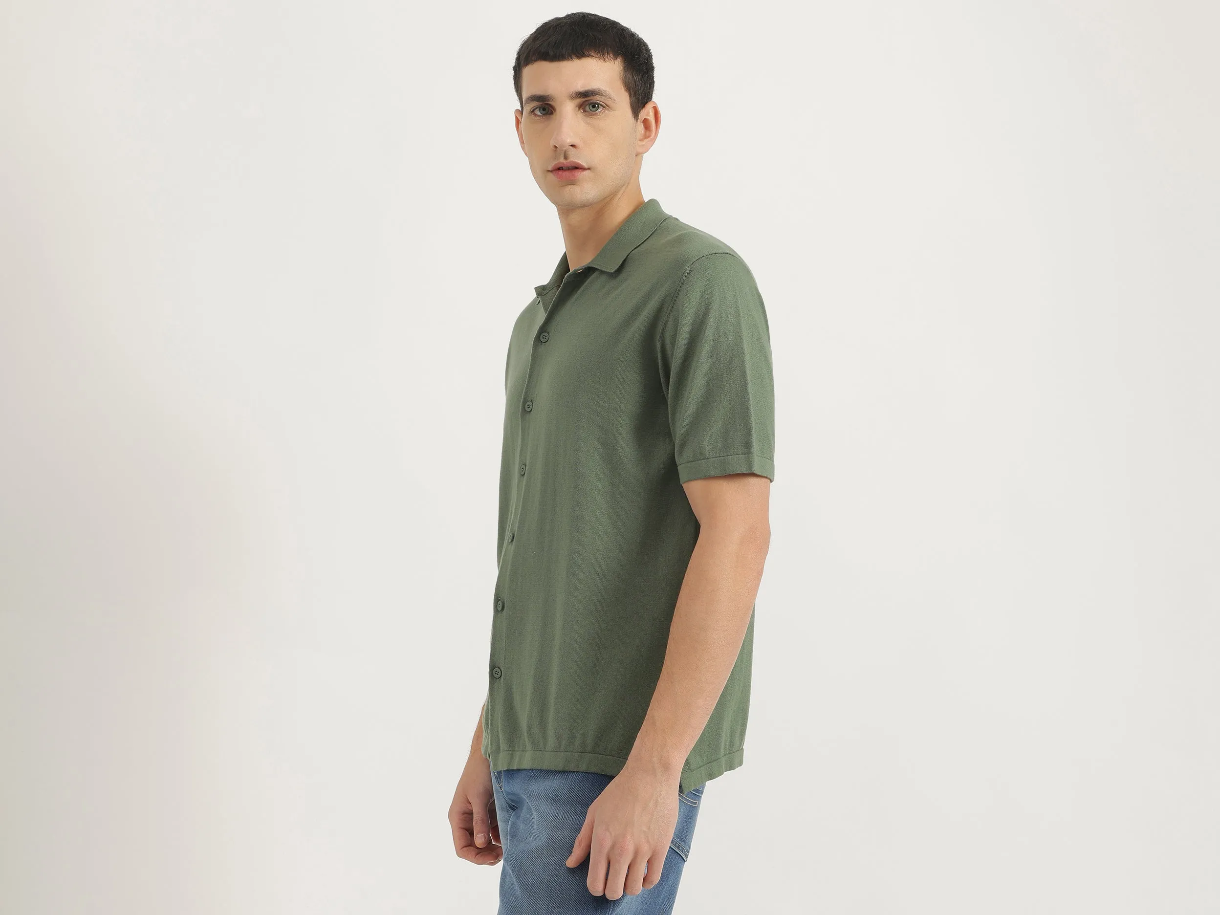 Regular Fit Spread Collar Solid Shirt