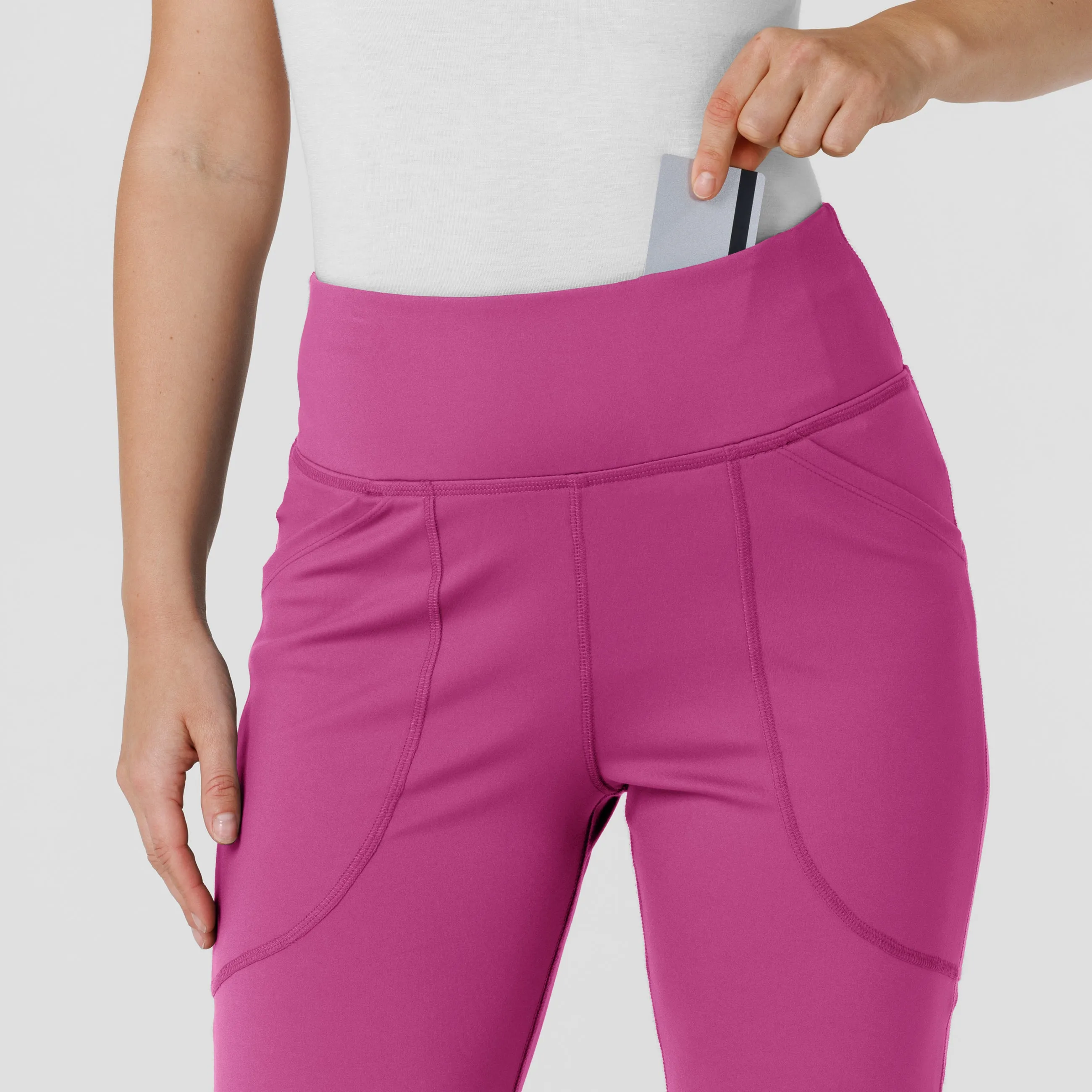RENEW 5459 Knit Flare Yoga Scrub Pants Raspberry