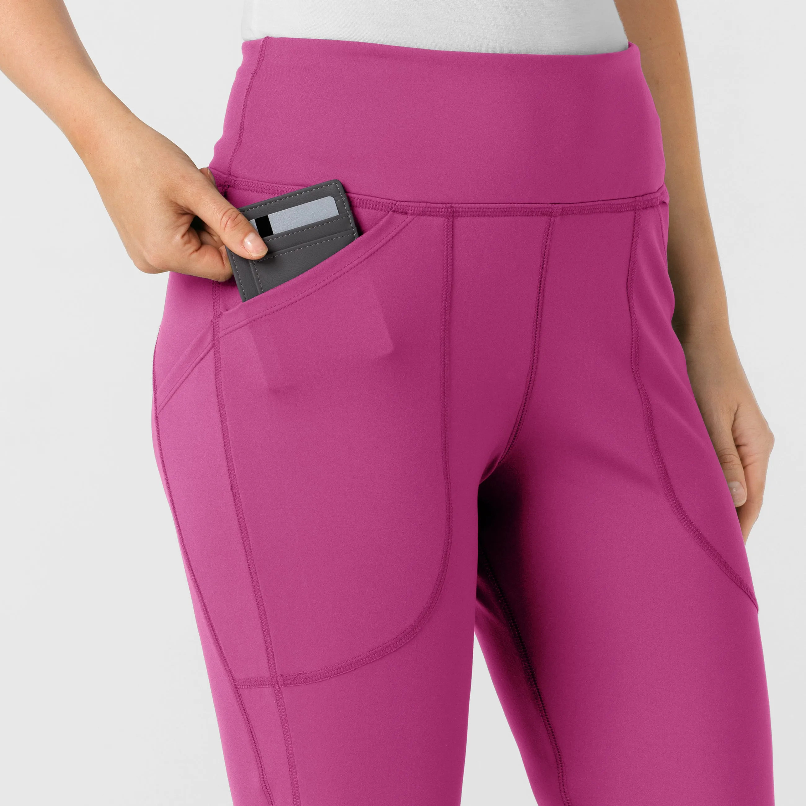 RENEW 5459 Knit Flare Yoga Scrub Pants Raspberry
