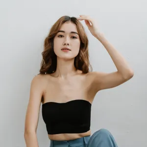 *RESTOCKED* Minimalist Lightly-Lined Seamless Midi Strapless Wireless Bra V2 in Black
