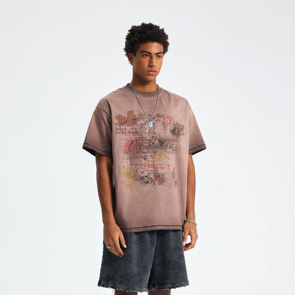 Reversed Vintage-Washed Graphic Tee