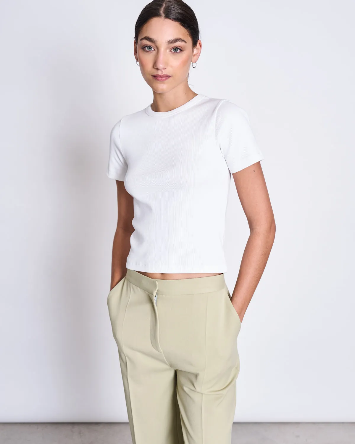 RIB T-SHIRT NILE WHITE GOTS