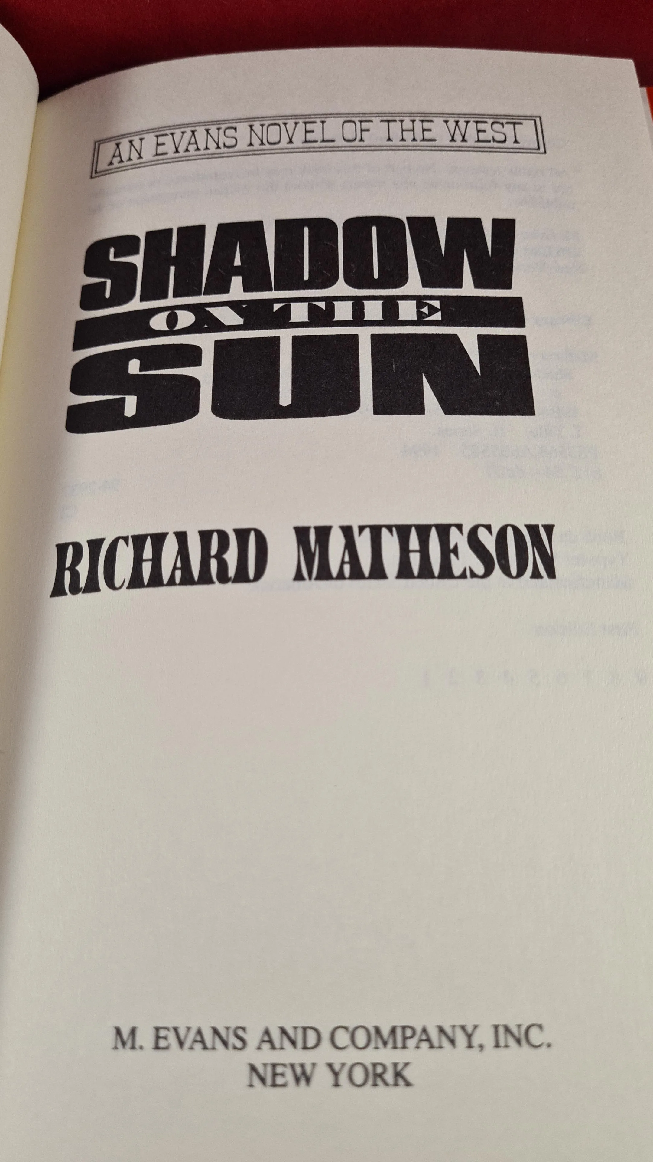 Richard Matheson - Shadow On The Sun, Evans, 1994, First Edition