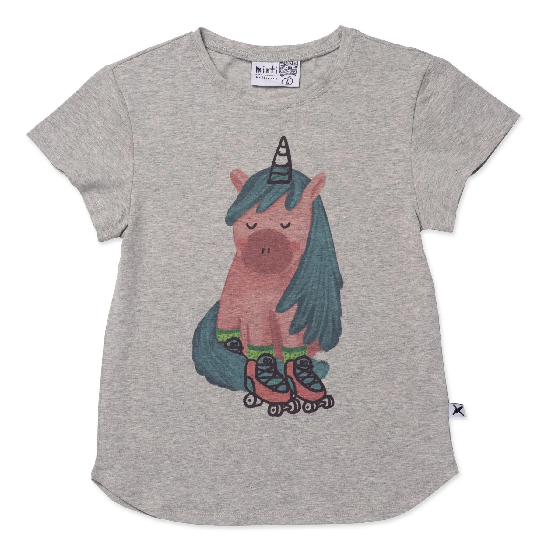 Roller Unicorn Tee- Grey Marle