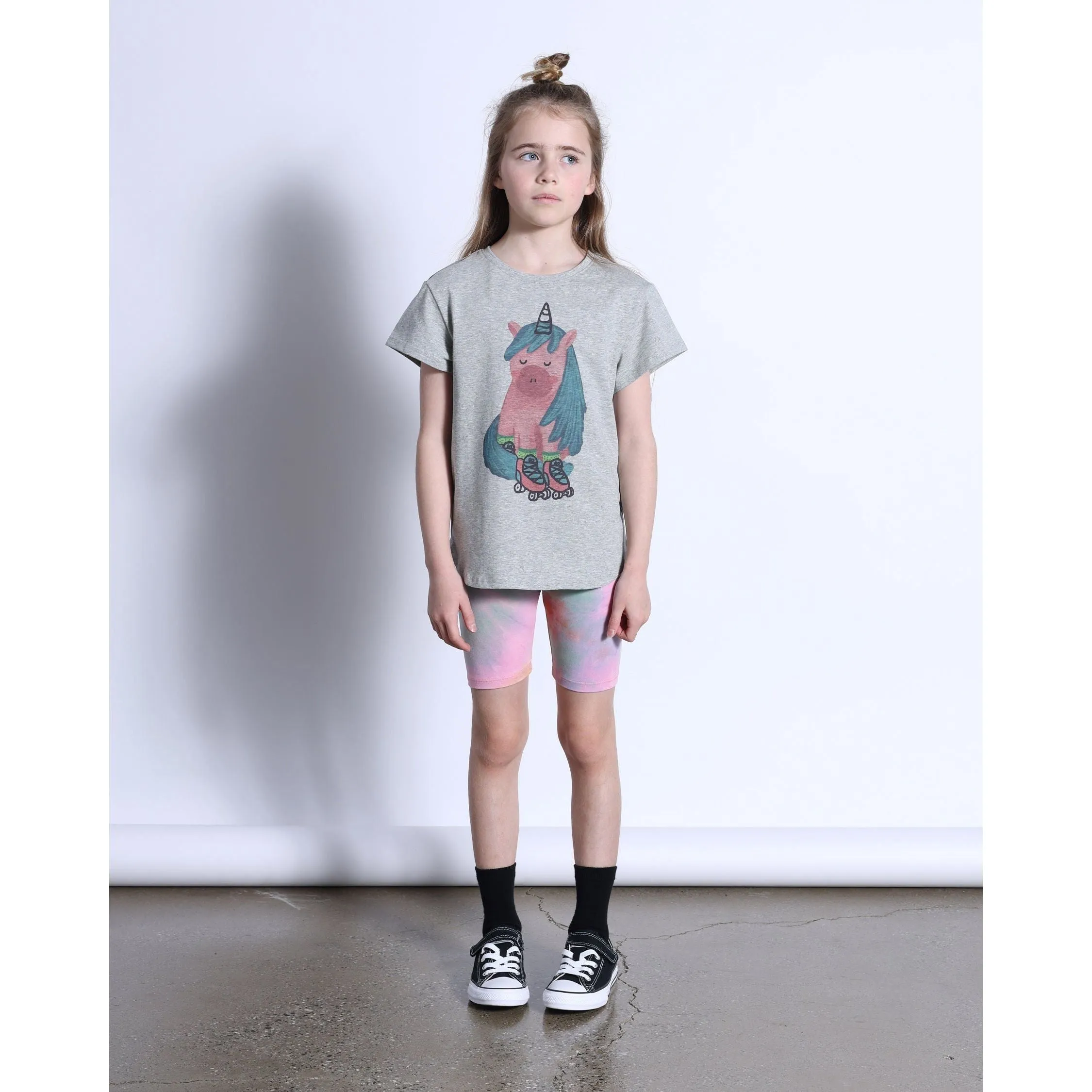 Roller Unicorn Tee- Grey Marle