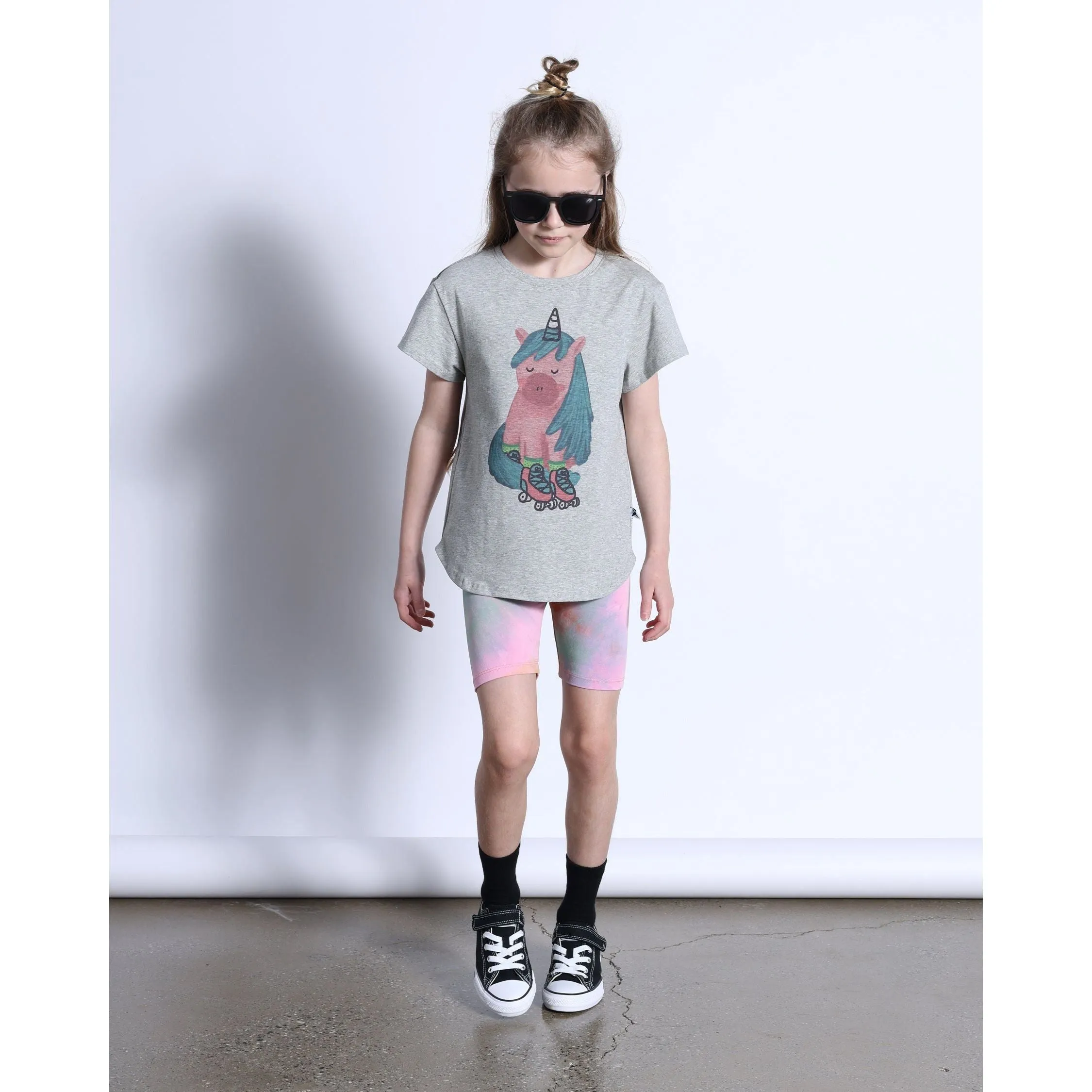 Roller Unicorn Tee- Grey Marle