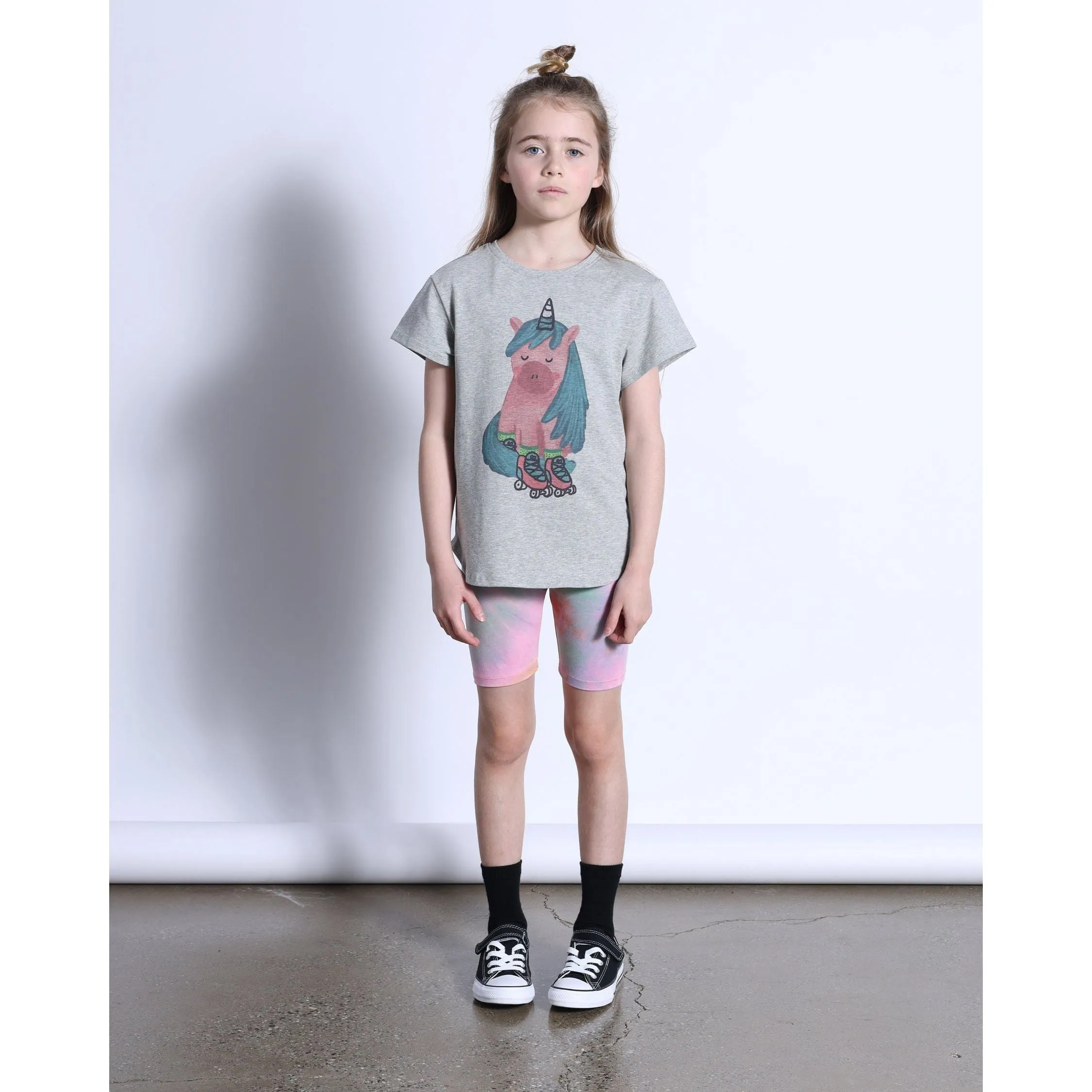 Roller Unicorn Tee- Grey Marle