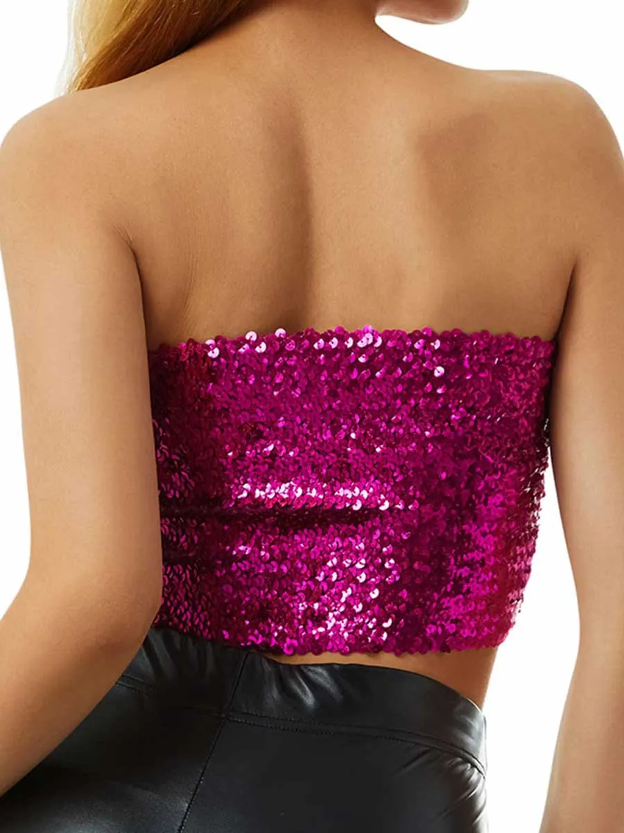 Rose Red Sequin Tube Top