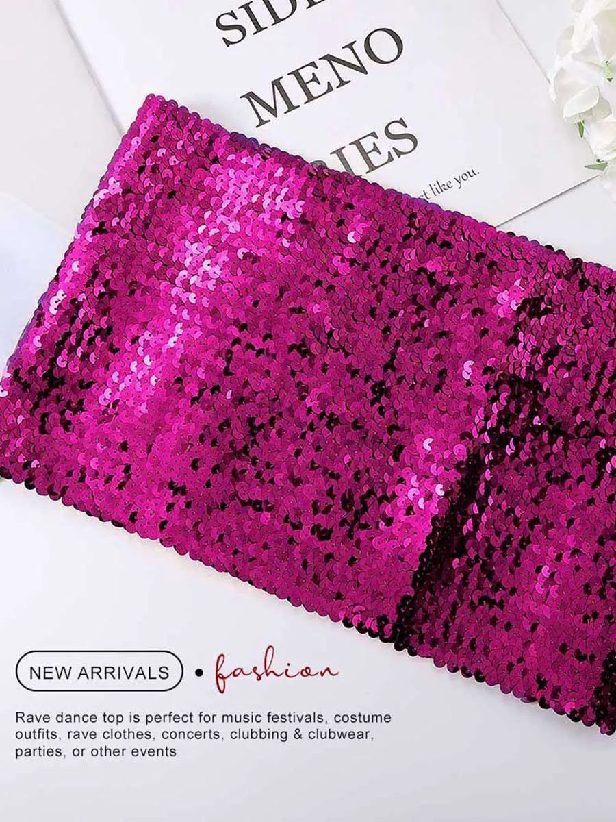 Rose Red Sequin Tube Top