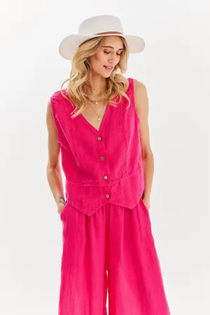 Rose Sunset linen vest