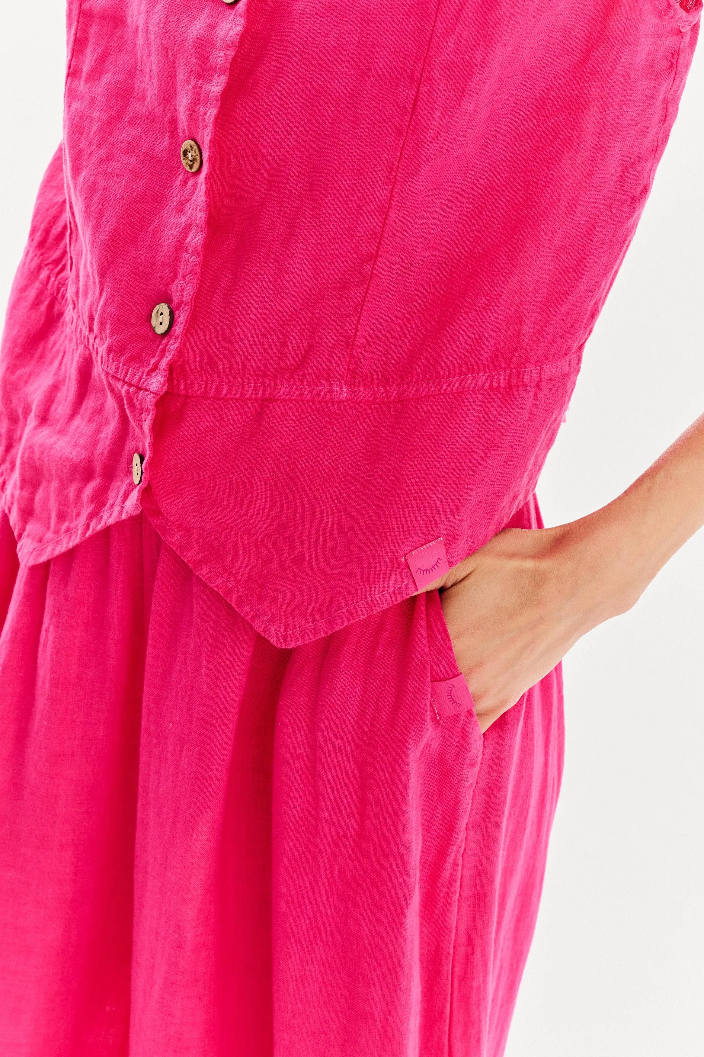 Rose Sunset linen vest