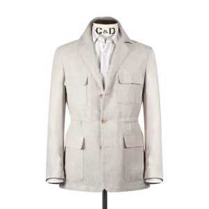 Safari Jacket in Beige Linen Hopsack
