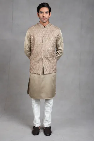 Sage Green Embroidered Kurta-Jacket Set