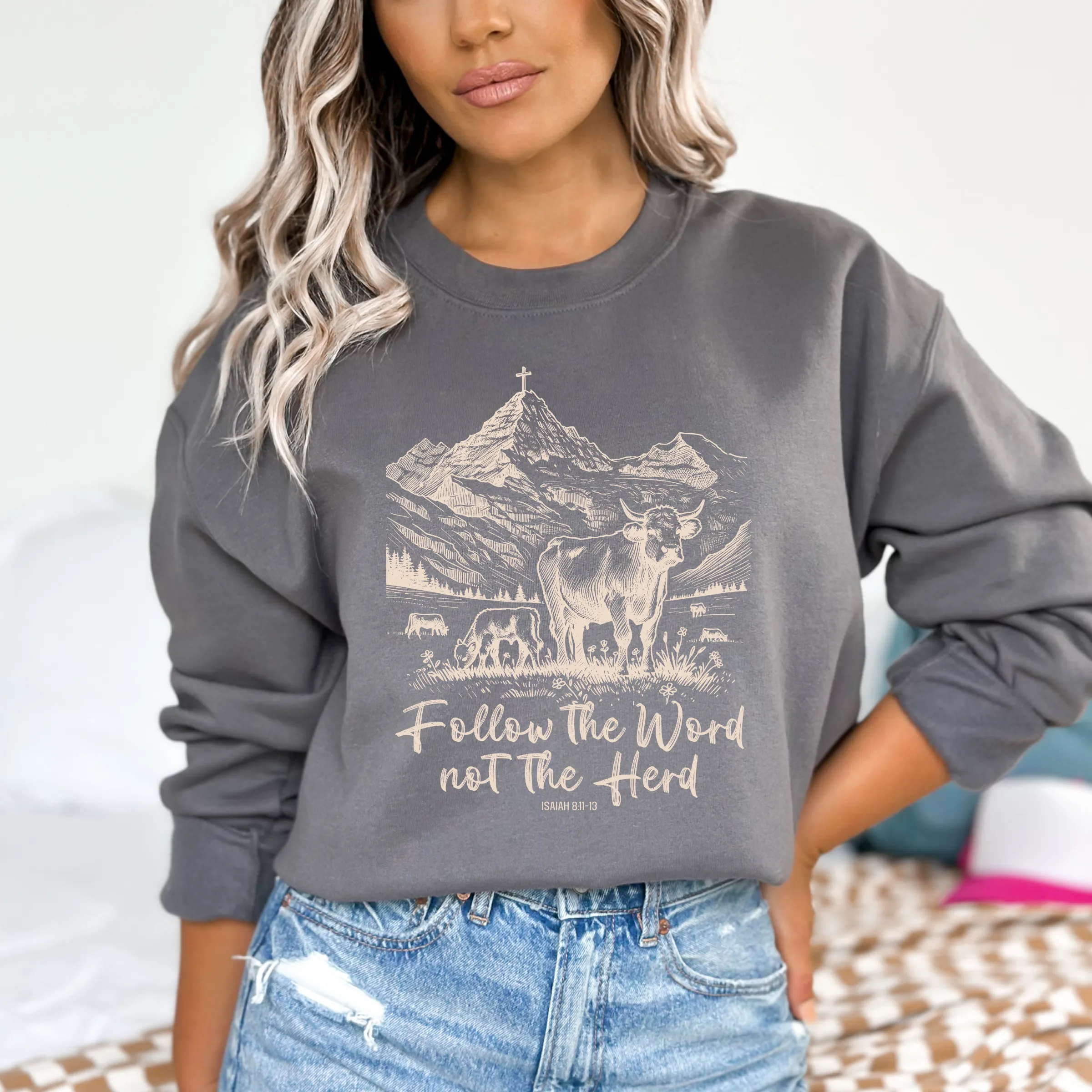 SALE Follow The Word Graphic Sweatshirt - Christian Sweatshirt 