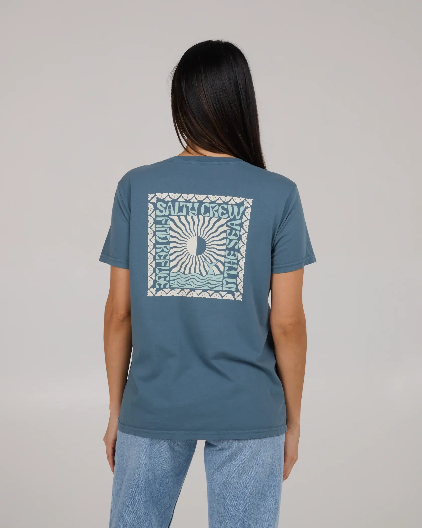 Salty Crew Womens Optic Sea B.F Tee - Fin Blue
