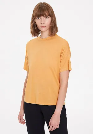 Sarı Basic Bisiklet Yaka Viskon Rahat Kalıp Kadın T-Shirt ESSENTIALS SCOOP NECK LOOSE TEE